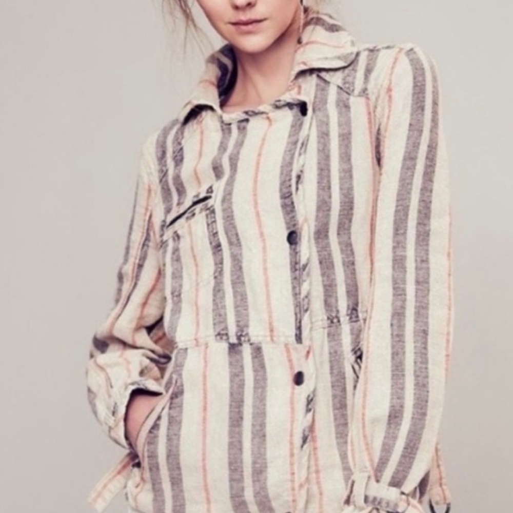 Free People XS Moto Linen Jacket-Oversized